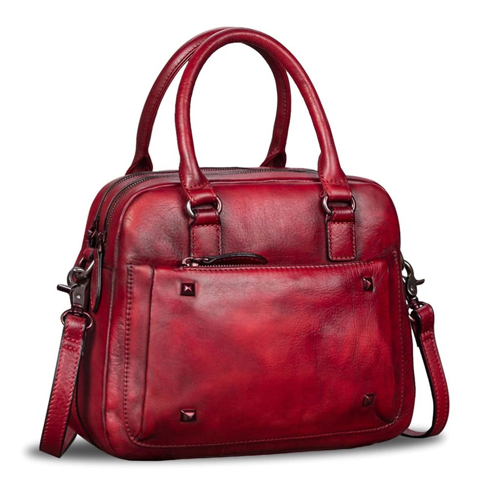 Genuine Leather Satchels Top Handle Bags Handmade Vintage Crossbody :<